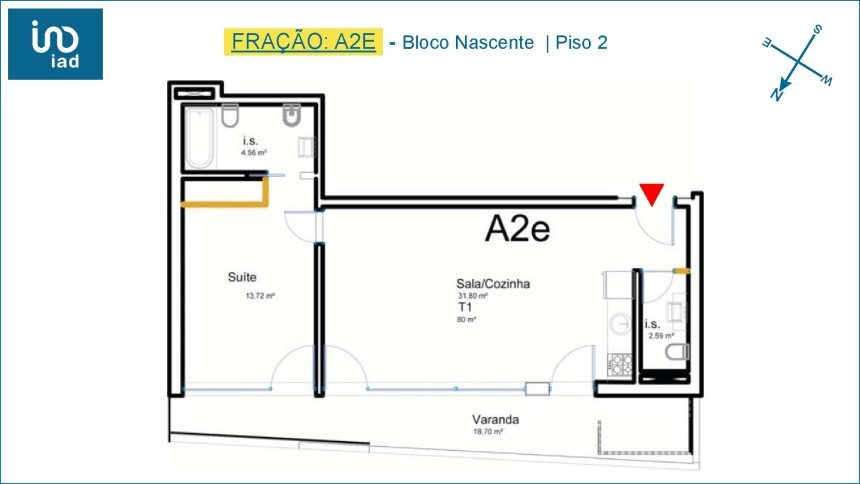 Apartment T1 in Ílhavo (São Salvador) of 54 m²