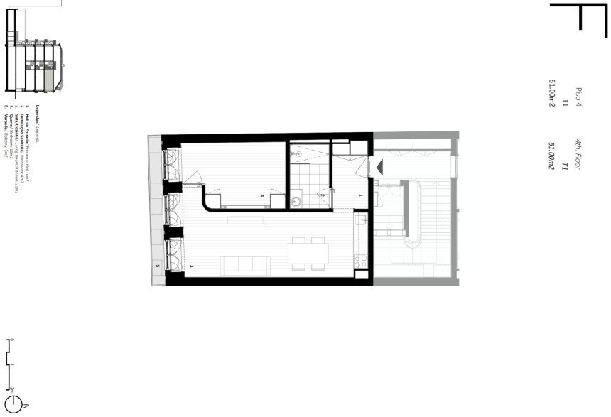 Apartamento T1 em Cedofeita, Santo Ildefonso, Sé, Miragaia, São Nicolau e Vitória de 54 m²