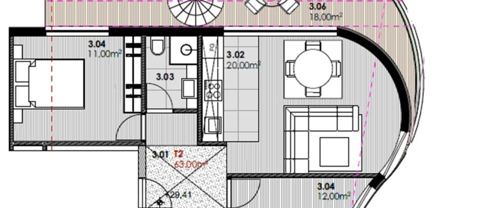 Duplex T2 à Canidelo de 63 m²