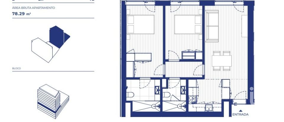 Apartamento T2 em Campanhã de 89 m²