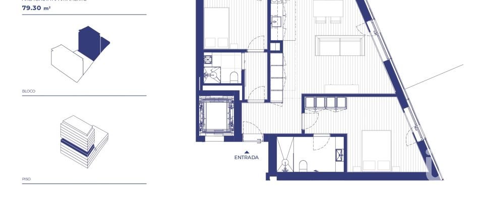 Apartamento T2 em Campanhã de 79 m²