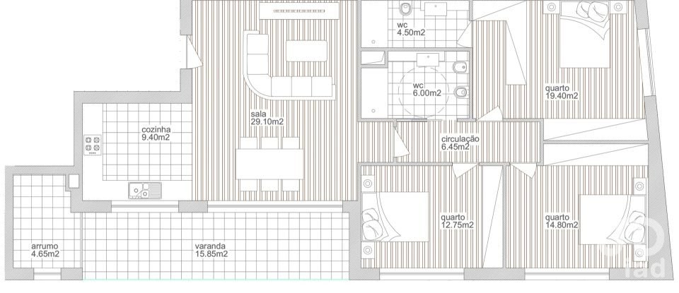Appartement T3 à Ferreiros E Gondizalves de 102 m²
