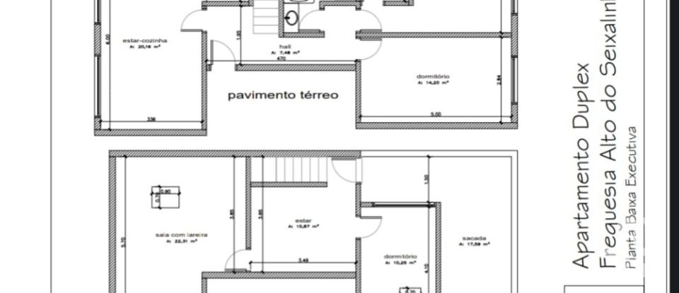 Duplex T3 em Alto do Seixalinho, Santo André e Verderena de 172 m²