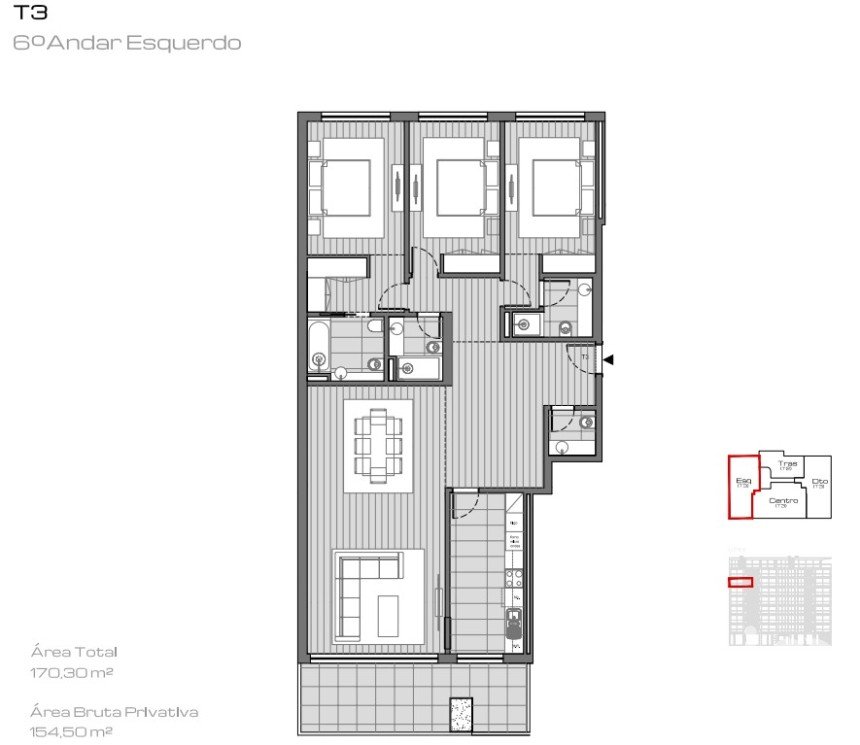 Appartement T3 à Ramalde de 154 m²