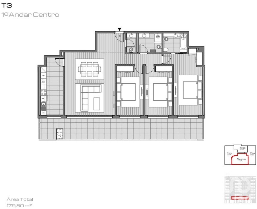 Appartement T3 à Ramalde de 142 m²