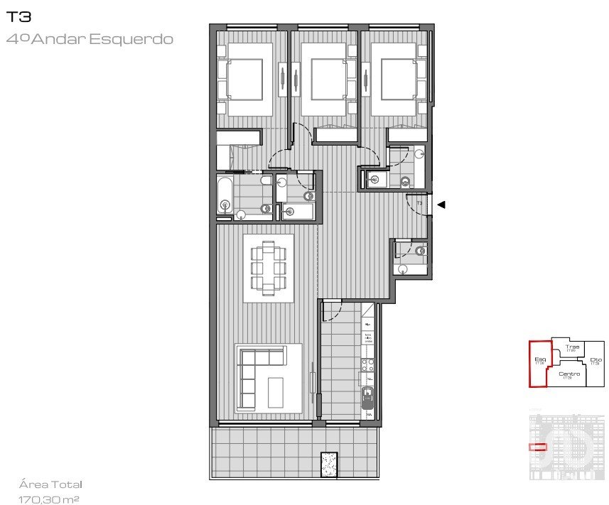 Apartamento T3 em Ramalde de 154 m²