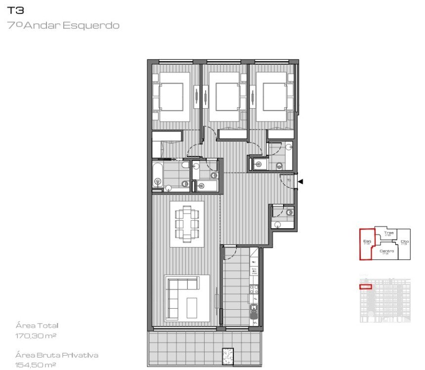 Apartamento T3 em Ramalde de 154 m²