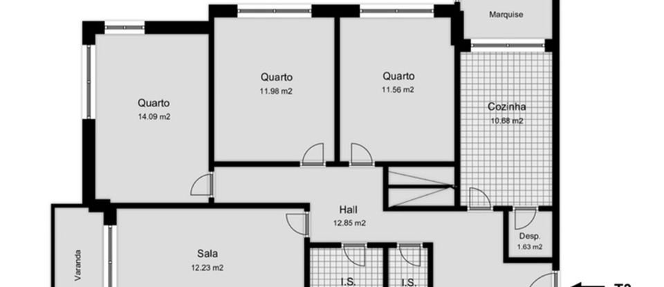 Apartamento T3 em Caldas da Rainha - Nossa Senhora do Pópulo, Coto e São Gregório de 98 m²
