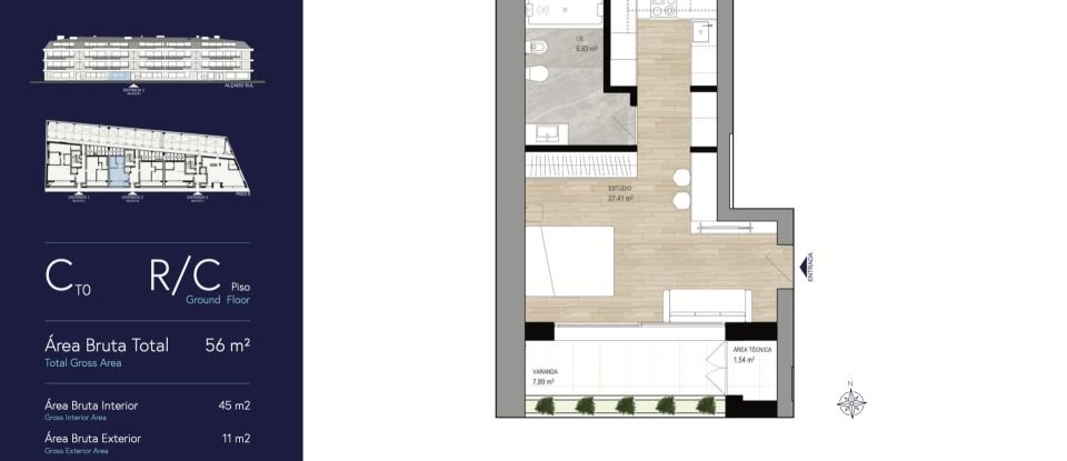 Appartement T0 à Montijo e Afonsoeiro de 56 m²