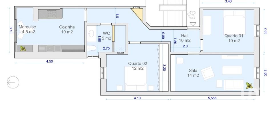 Apartamento T2 em Penha de França de 68 m²