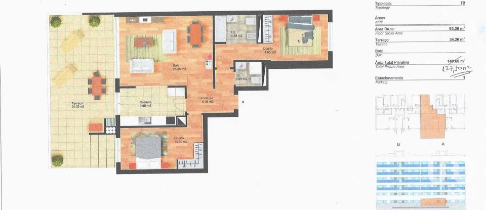 Appartement T2 à Faro (Sé e São Pedro) de 93 m²