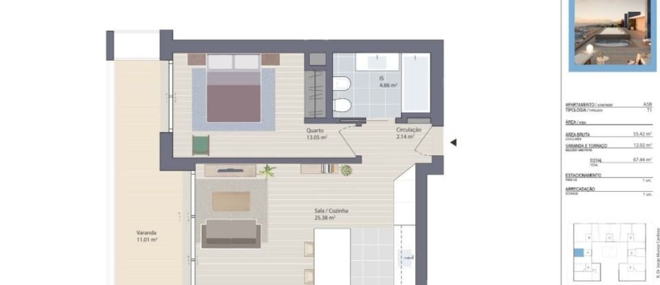 Apartamento T1 em Seixal, Arrentela e Aldeia de Paio Pires de 68 m²