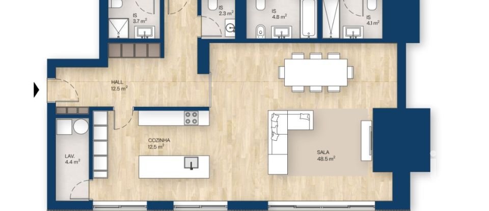 Appartement T4 à Canidelo de 181 m²