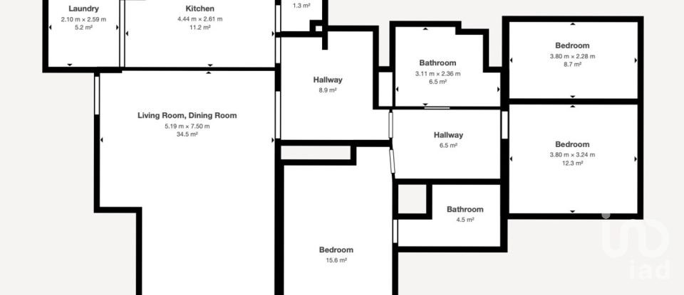 Apartamento T3 em Águas Santas de 138 m²