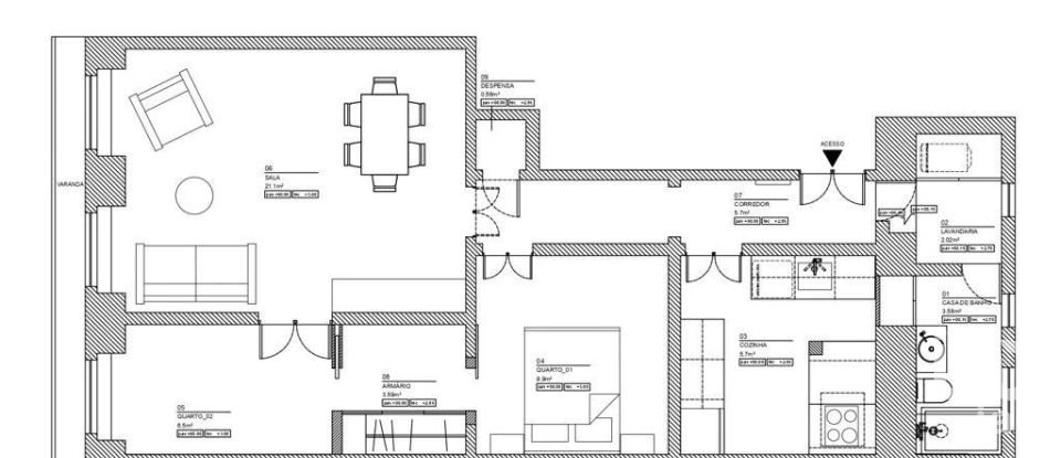 Apartamento T2 em Alcântara de 70 m²