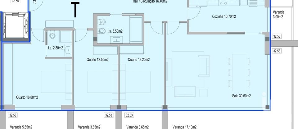 Apartment T3 in Viana do Castelo (Santa Maria Maior e Monserrate) e Meadela of 125 m²