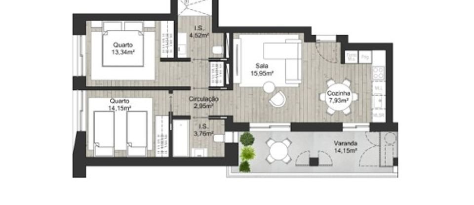 Appartement T2 à Almancil de 62 m²