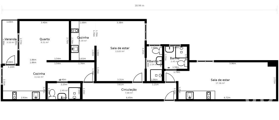 Studio T3 in Laranjeiro e Feijó of 74 m²