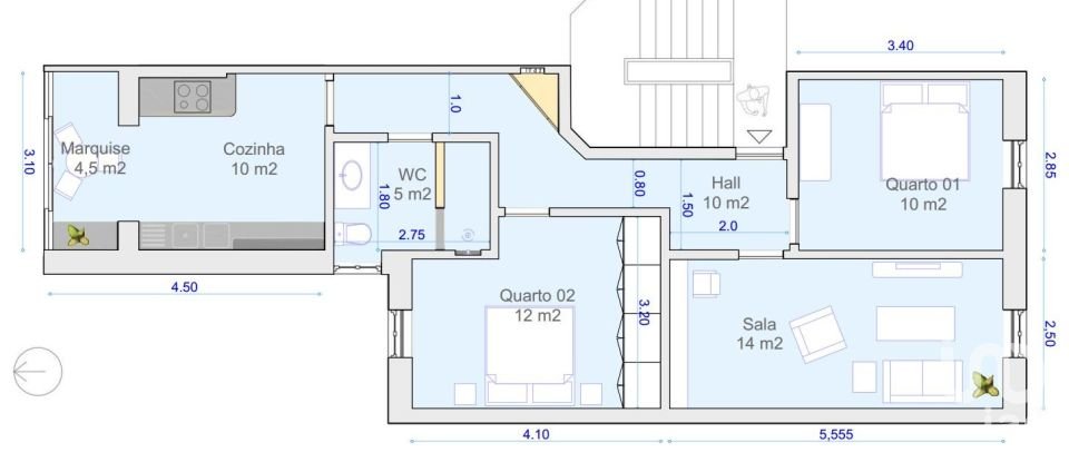 Apartamento T2 em Penha de França de 78 m²