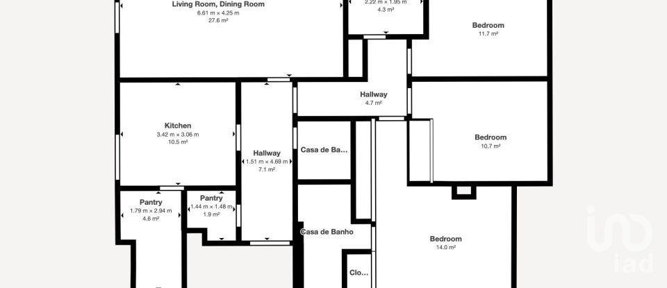 Apartamento T3 em Mafamude e Vilar do Paraíso de 130 m²