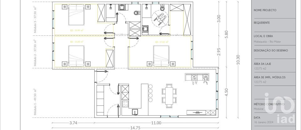 Casa T3 em Azambujeira e Malaqueijo de 125 m²