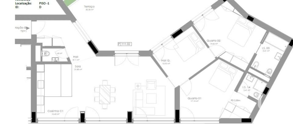 Appartement T3 à Campanhã de 125 m²