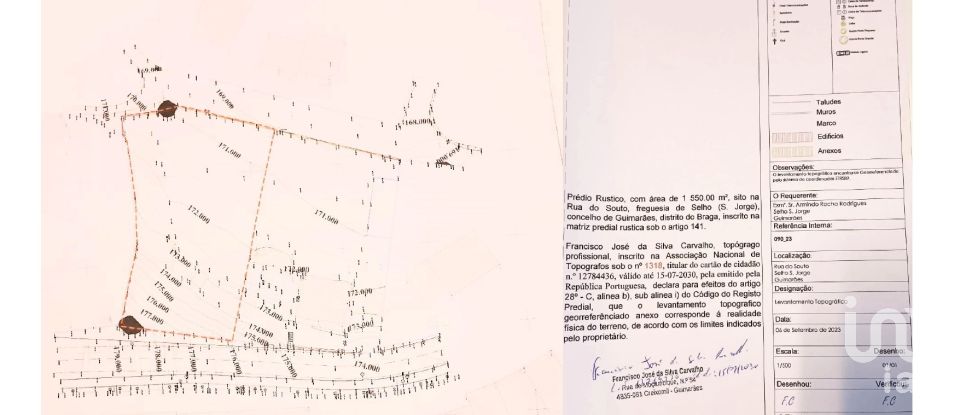 Terreno para construção em Selho (são jorge) de 1 450 m²