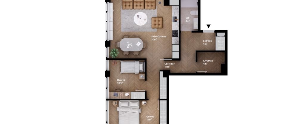 Apartamento T2 em Águas Santas de 90 m²